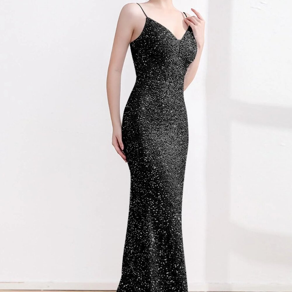 Alex Evenings Women's Long Sleeve Shoulder Formal Event Dress Size 6 Black/Gold